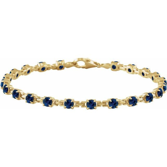 14K Yellow Or White Gold Round 3.5 Mm 7 1/4 In Polished Lab-Grown Gemstone Line Bracelet
