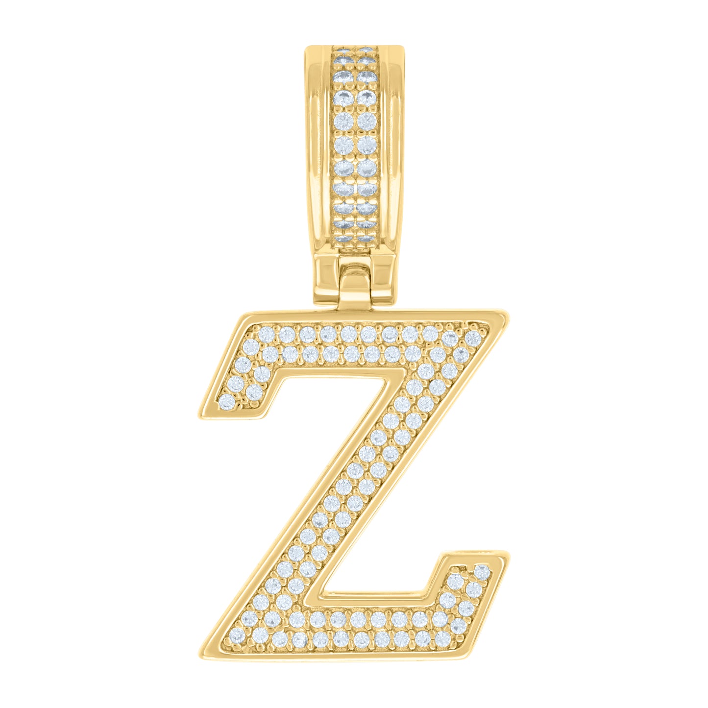 Sterling Silver Or Yellow-tone Unisex Cubic-Zirconia Initial Letter Charm Pendant