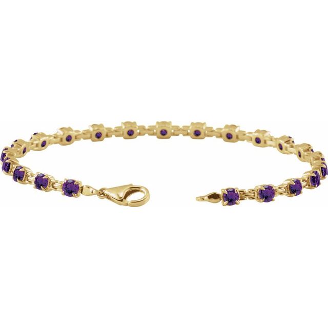 14K Yellow Or White Gold Round 3.5 Mm 7 1/4 In Polished Natural Gemstone Line Bracelet