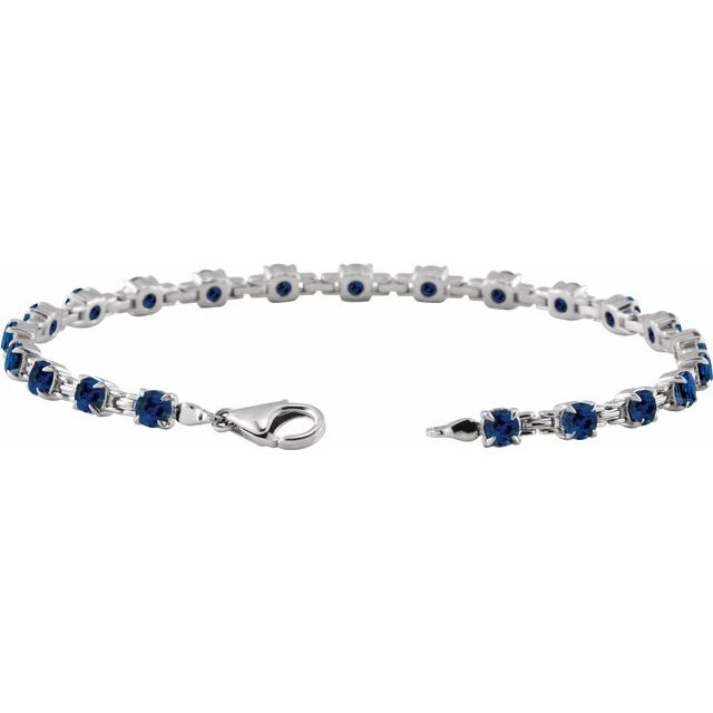 14K Yellow Or White Gold Round 3.5 Mm 7 1/4 In Polished Lab-Grown Gemstone Line Bracelet