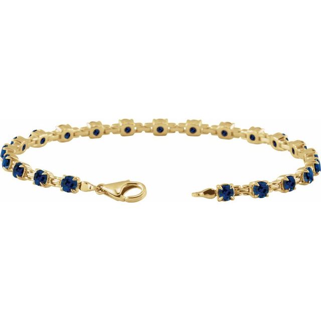 14K Yellow Or White Gold Round 3.5 Mm 7 1/4 In Polished Lab-Grown Gemstone Line Bracelet