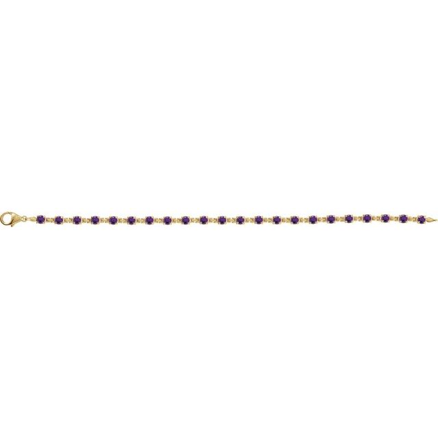 14K Yellow Or White Gold Round 3.5 Mm 7 1/4 In Polished Natural Gemstone Line Bracelet