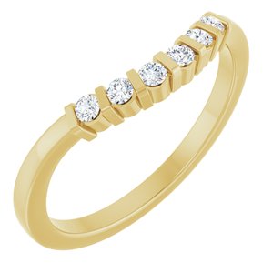 14K Yellow Gold Round 1.8 Mm 1/6 Ctw Natural Diamond Accented Contour Band Size 7