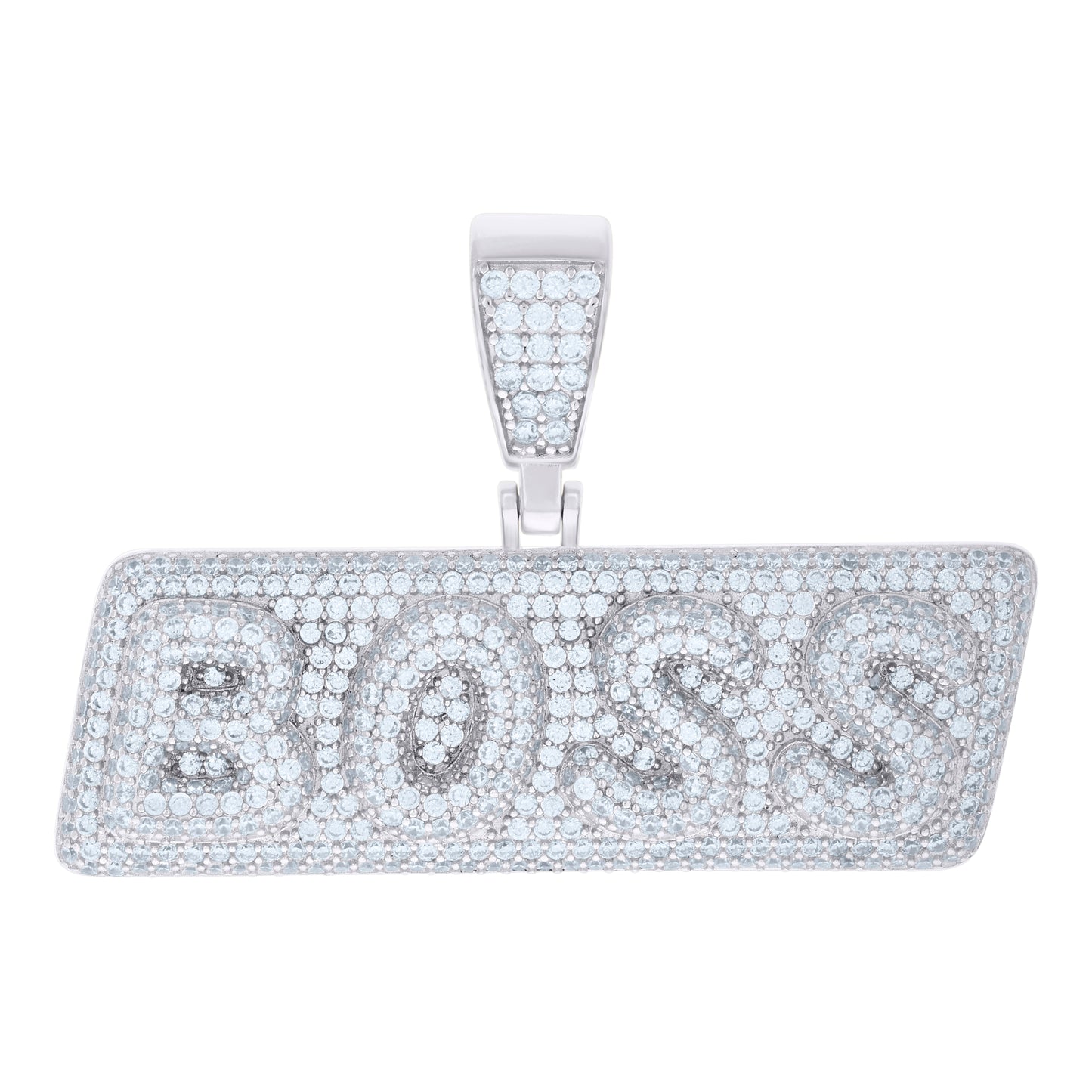 Sterling Silver Mens BOSS Fashion Charm Pendant