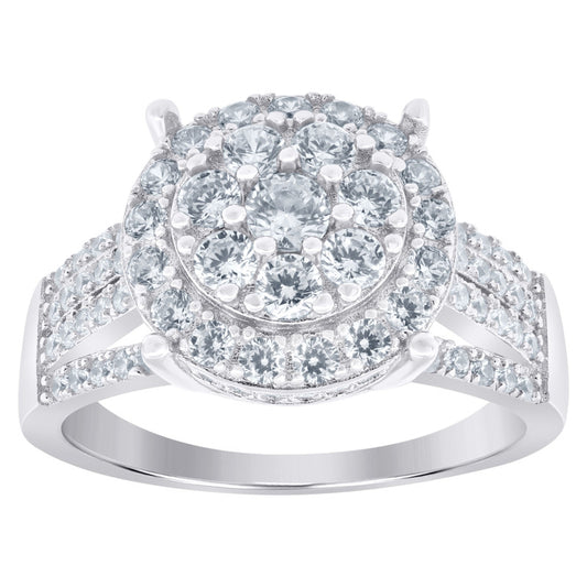 925 Sterling Silver Womens Round Cubic-Zirconia Round Head Fashion Ring Sizes 6 To 9