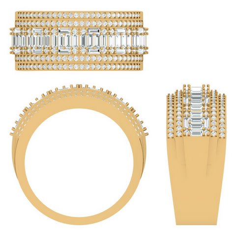 10K Yellow Gold  1.36-1.38 Cttw Diamond Baguette  Ring