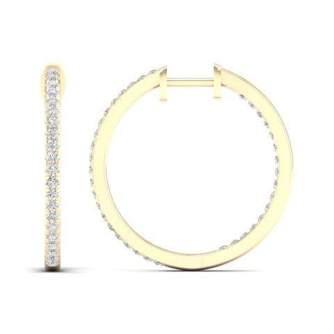 14K Yellow Gold 0.50 Cttw Diamond Hoop Earring