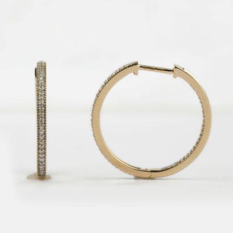 14K Yellow Gold 0.33 Cttw Diamond Hoop Earring