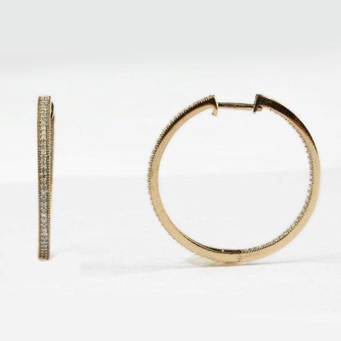 14K Yellow Gold 0.50 Cttw Diamond Hoop Earring