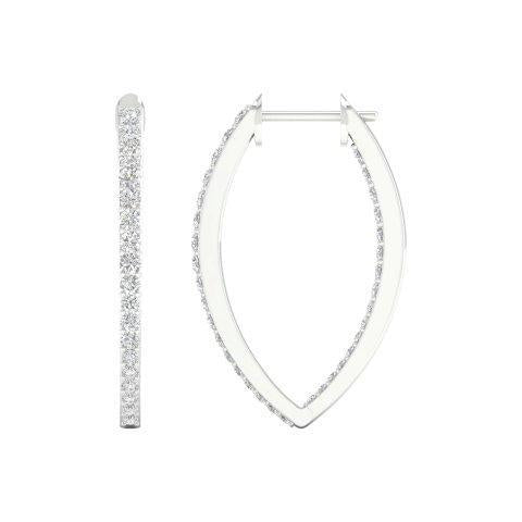 14K White Gold 0.50 Cttw Diamond Hoop Earring