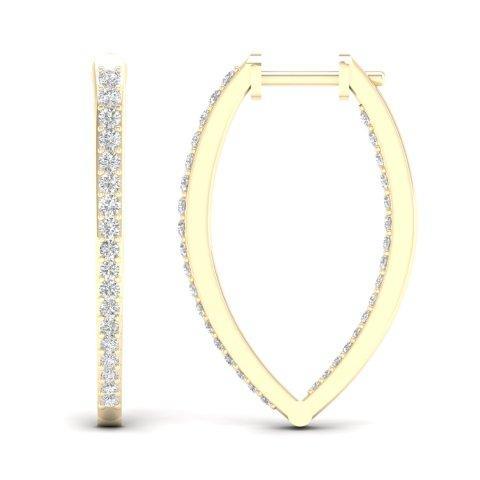 14K Yellow Or White Gold 0.75 Cttw Diamond Hoop Earring
