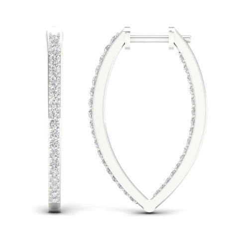 14K Yellow Or White Gold 0.75 Cttw Diamond Hoop Earring