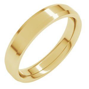 18K Yellow Or White Or Rose Gold Beveled-Edge Comfort-Fit Flat Band