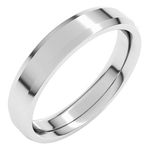 18K Yellow Or White Or Rose Gold Beveled-Edge Comfort-Fit Flat Band