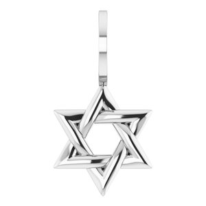 14K White Gold 19.6 X 10.4 Mm Polished Star Of David Pendant