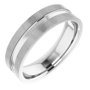Sterling Silver 6 Mm Polished Knurled Patterned Wedding Band Size 9
