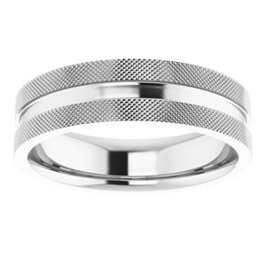 Sterling Silver 6 Mm Polished Knurled Patterned Wedding Band Size 9