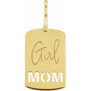 14K Yellow Gold Girl Mom 22.97 X 10.47 Mm Polished Girl Mom Pendant