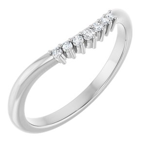 14K White Gold Round 1.5 Mm Polished .06 Ct Natural Diamond Contour Band Size 7