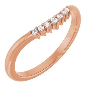 14K Rose Gold Round 1.5 Mm Polished .06 Ct Natural Diamond Contour Band Size 7