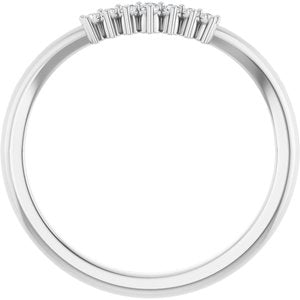 14K White Gold Round 1.5 Mm Polished .06 Ct Natural Diamond Contour Band Size 7