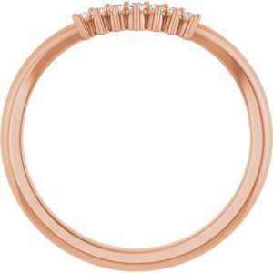 14K Rose Gold Round 1.5 Mm Polished .06 Ct Natural Diamond Contour Band Size 7