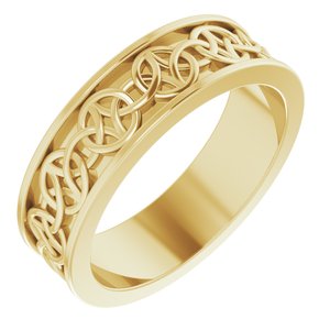 14K Yellow Or White Or Rose Gold Or Sterling Silver Or Platinum Celtic-Inspired Flat Band