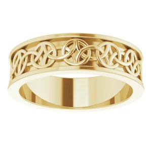 14K Yellow Or White Or Rose Gold Or Sterling Silver Or Platinum Celtic-Inspired Flat Band