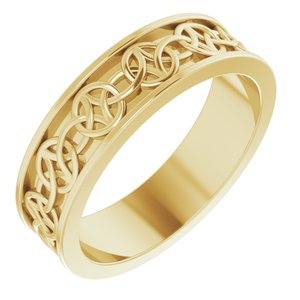 10K Yellow Or White Or Rose Gold Celtic-Inspired Flat Band