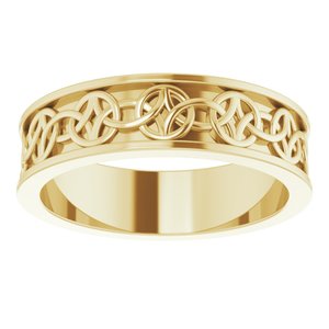 10K Yellow Or White Or Rose Gold Celtic-Inspired Flat Band