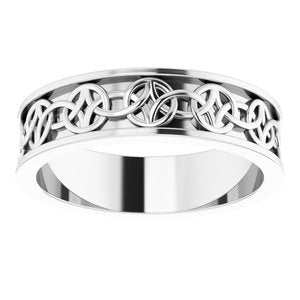 14K X1 White Gold 5 mm Celtic-Inspired Flat Band