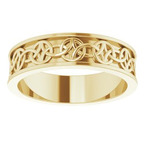 14K Yellow Or White Or Rose Gold Or Sterling Silver Or Platinum Celtic-Inspired Flat Band