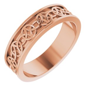 10K Yellow Or White Or Rose Gold Celtic-Inspired Flat Band