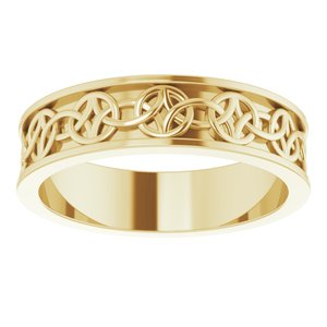 14K Yellow Or White Or Rose Gold Or Sterling Silver Or Platinum Celtic-Inspired Flat Band