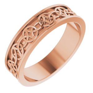 14K Yellow Or White Or Rose Gold Or Sterling Silver Or Platinum Celtic-Inspired Flat Band