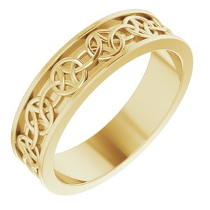 18K Yellow Or White Or Rose Gold 5 mm Celtic-Inspired Flat Band