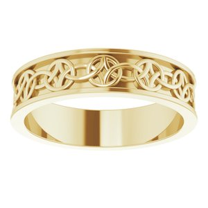10K Yellow Or White Or Rose Gold Celtic-Inspired Flat Band