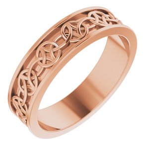 10K Yellow Or White Or Rose Gold Celtic-Inspired Flat Band