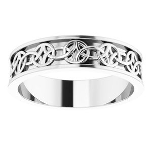 14K Yellow Or White Or Rose Gold Or Sterling Silver Or Platinum Celtic-Inspired Flat Band