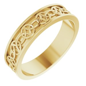 10K Yellow Or White Or Rose Gold Celtic-Inspired Flat Band