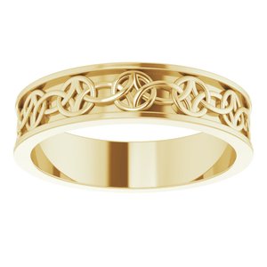 14K Yellow Or White Or Rose Gold Or Sterling Silver Or Platinum Celtic-Inspired Flat Band