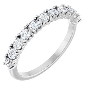 14K White Gold Natural Diamond Round 2.5 Mm Polished 5/8 Ctw Natural Diamond Anniversary Band Size 7
