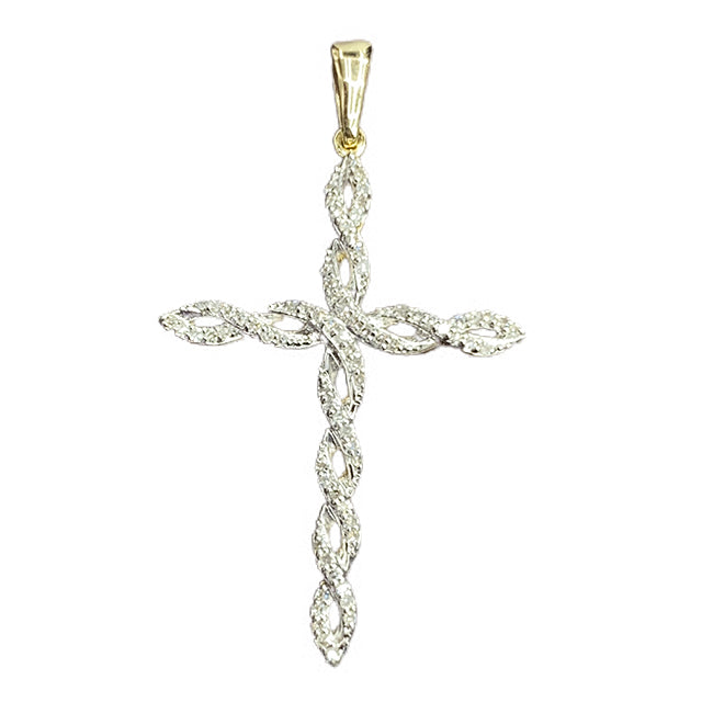 10K Yellow Gold 0.18 Cttw Diamond Cross Charms