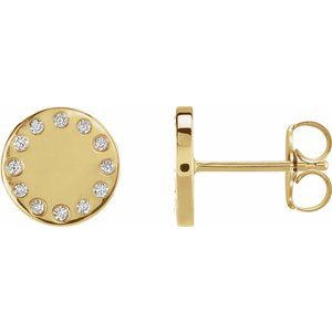 14K Yellow Gold Round Shape 1 Mm I1, G-H .05 Ctw Natural Diamond Full Moon Phase Earring