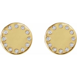 14K Yellow Gold Round Shape 1 Mm I1, G-H .05 Ctw Natural Diamond Full Moon Phase Earring