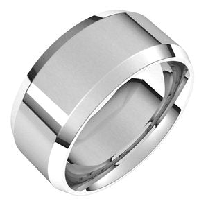 Sterling Silver Or Platinum 9 mm Beveled-Edge Comfort-Fit Band