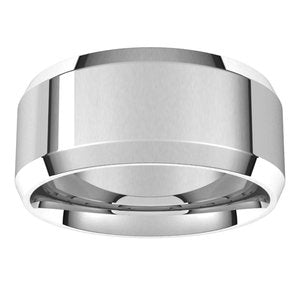 Sterling Silver Or Platinum 9 mm Beveled-Edge Comfort-Fit Band