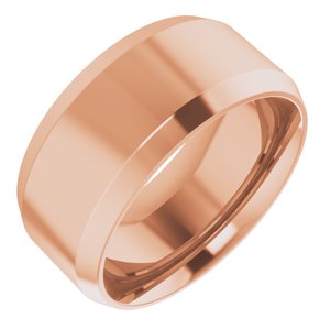 18K Yellow Or White Or Rose Gold Beveled-Edge Comfort-Fit Flat Band