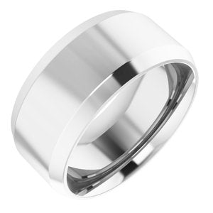 18K Yellow Or White Or Rose Gold Beveled-Edge Comfort-Fit Flat Band