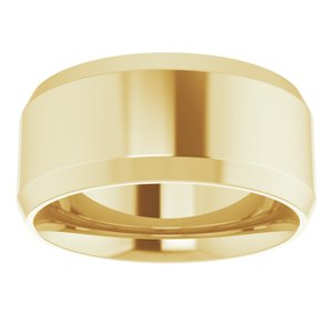 18K Yellow Or White Or Rose Gold Beveled-Edge Comfort-Fit Flat Band